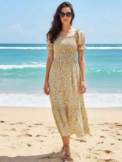 Premium Cotton Floral Midi Boho Dress