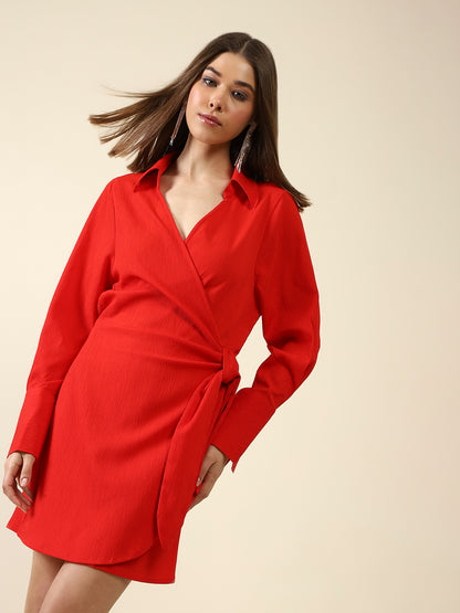 Red Front Tie up dress