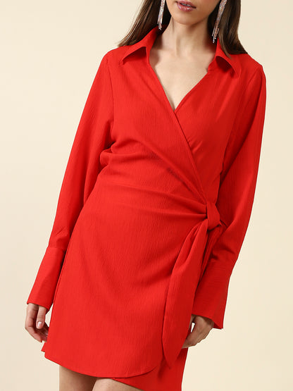 Red Front Tie up dress