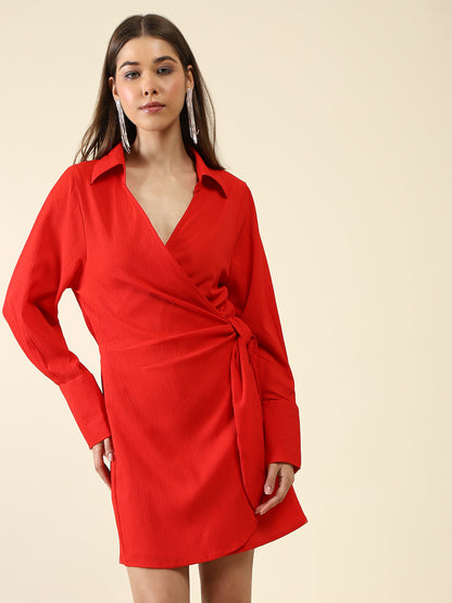 Red Front Tie up dress