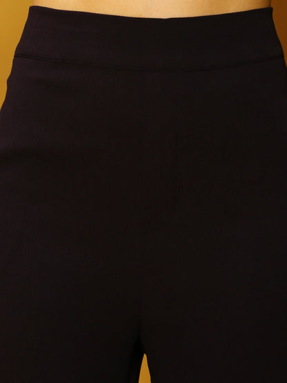 Black Solid Print Trouser