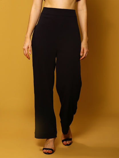 Black Solid Print Trouser
