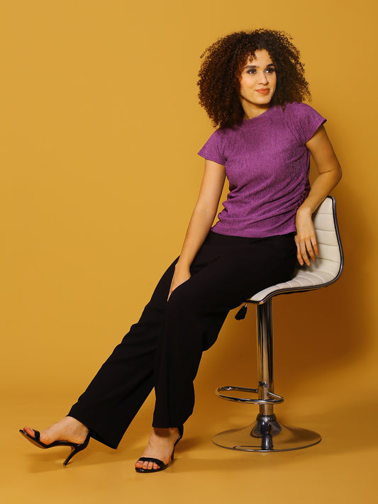 Black Solid Print Trouser