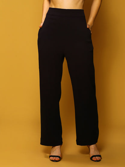 Black Solid Print Trouser