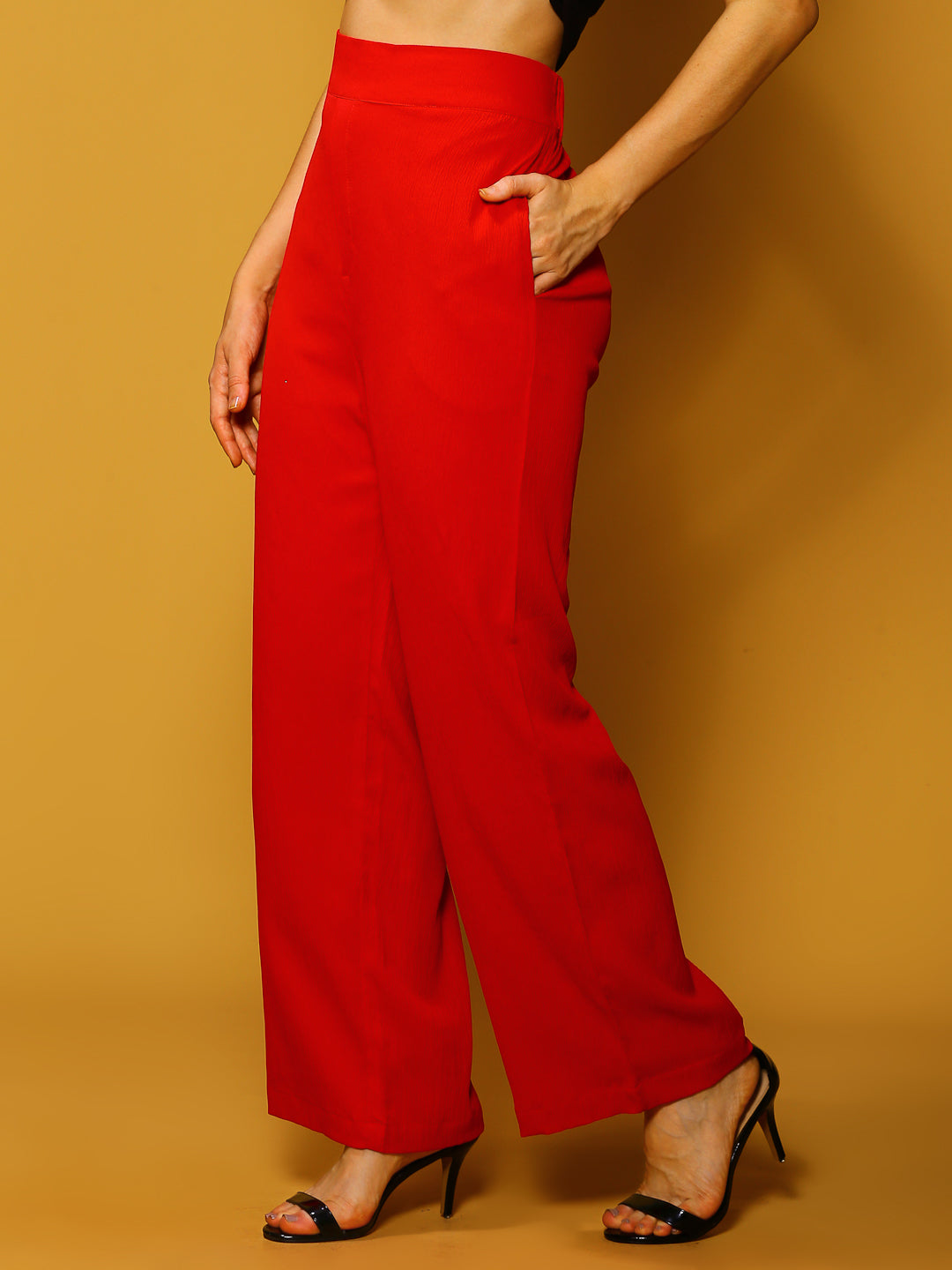Fushia Solid PrintTrouser