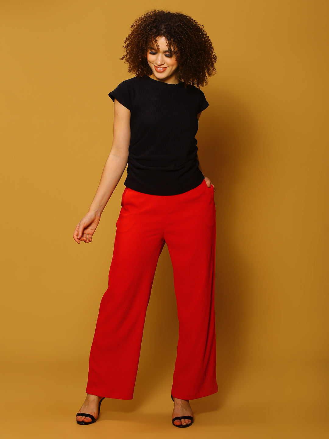 Fushia Solid PrintTrouser