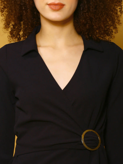 Black Solid Mini Dress