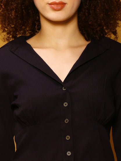 Black Solid Crop Top