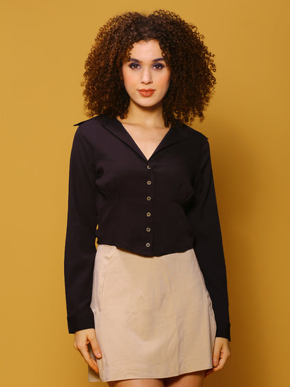 Black Solid Crop Top
