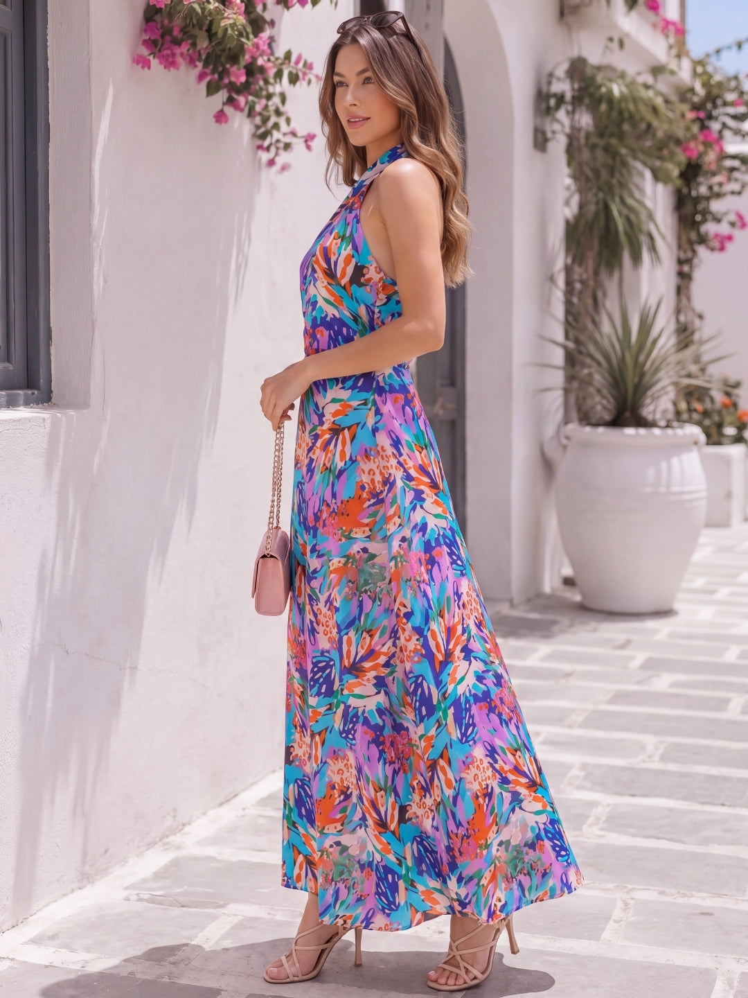 Satin Halter neck  maxi dress