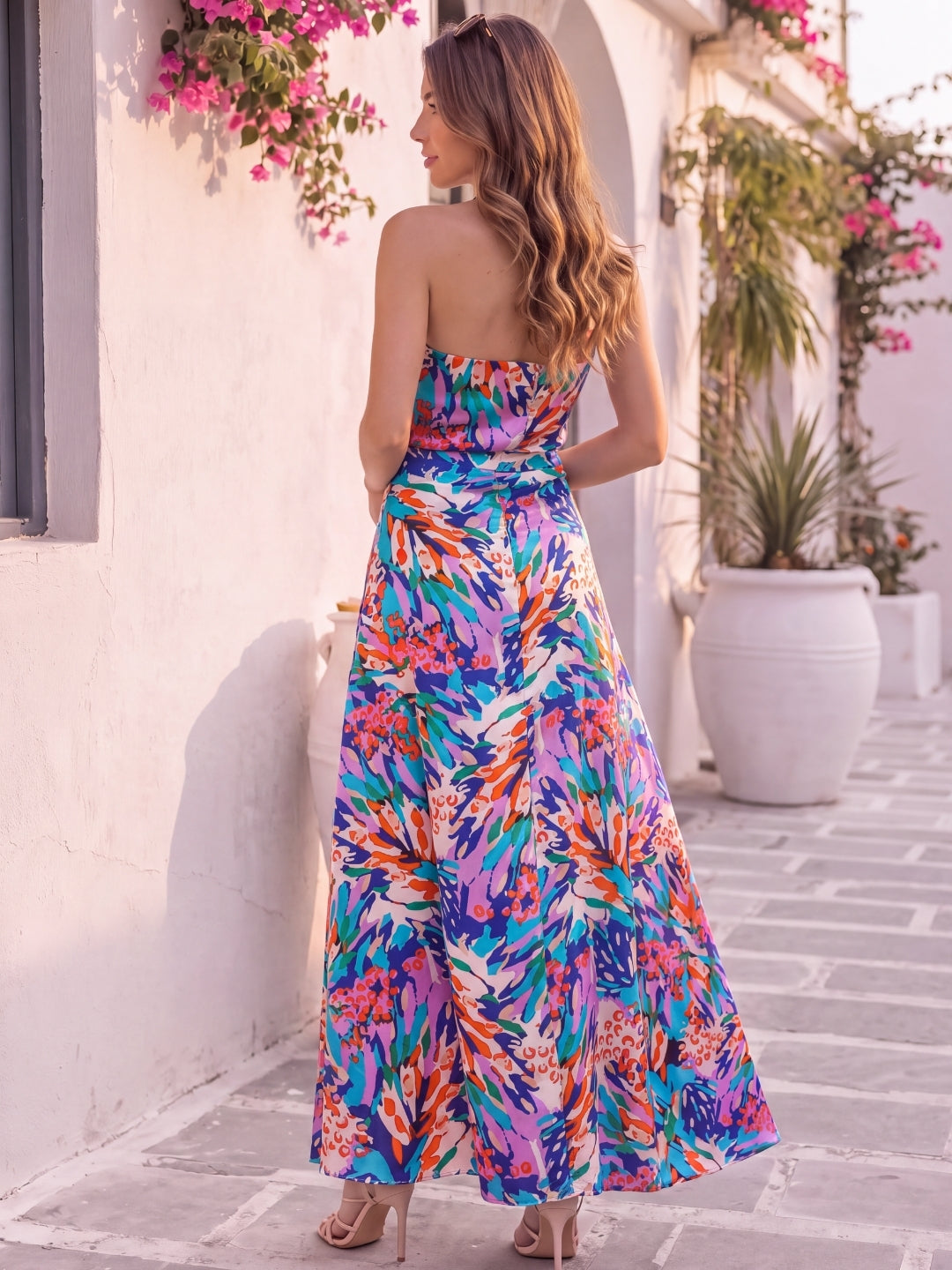 Satin Halter neck  maxi dress