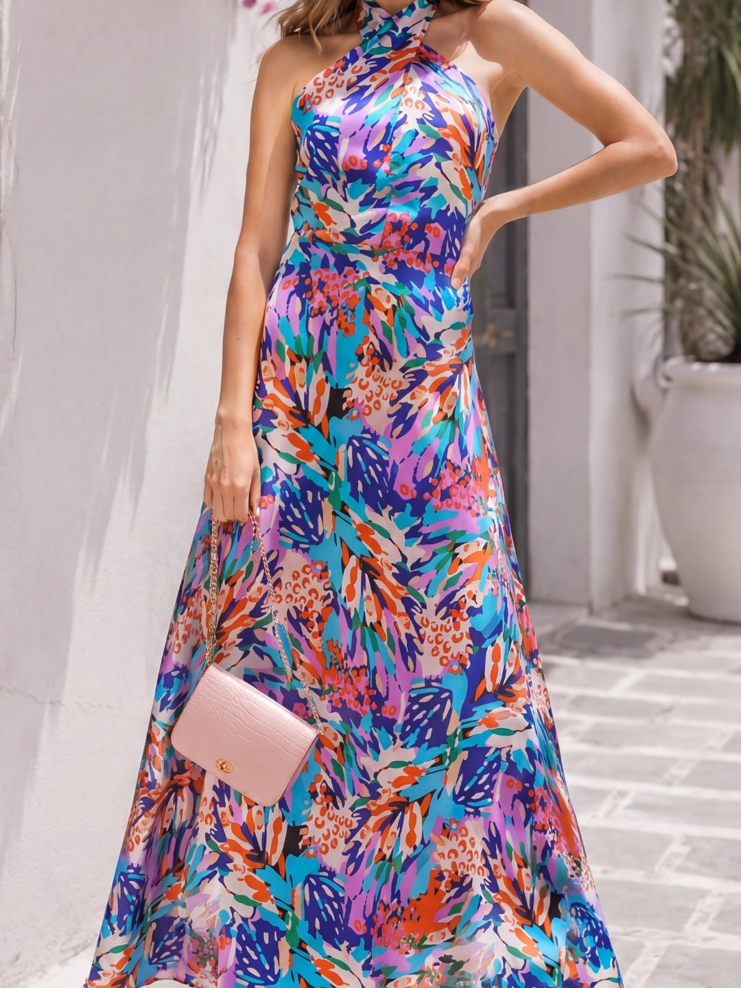 Satin Halter neck  maxi dress