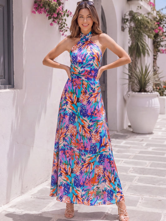 Satin Halter neck  maxi dress