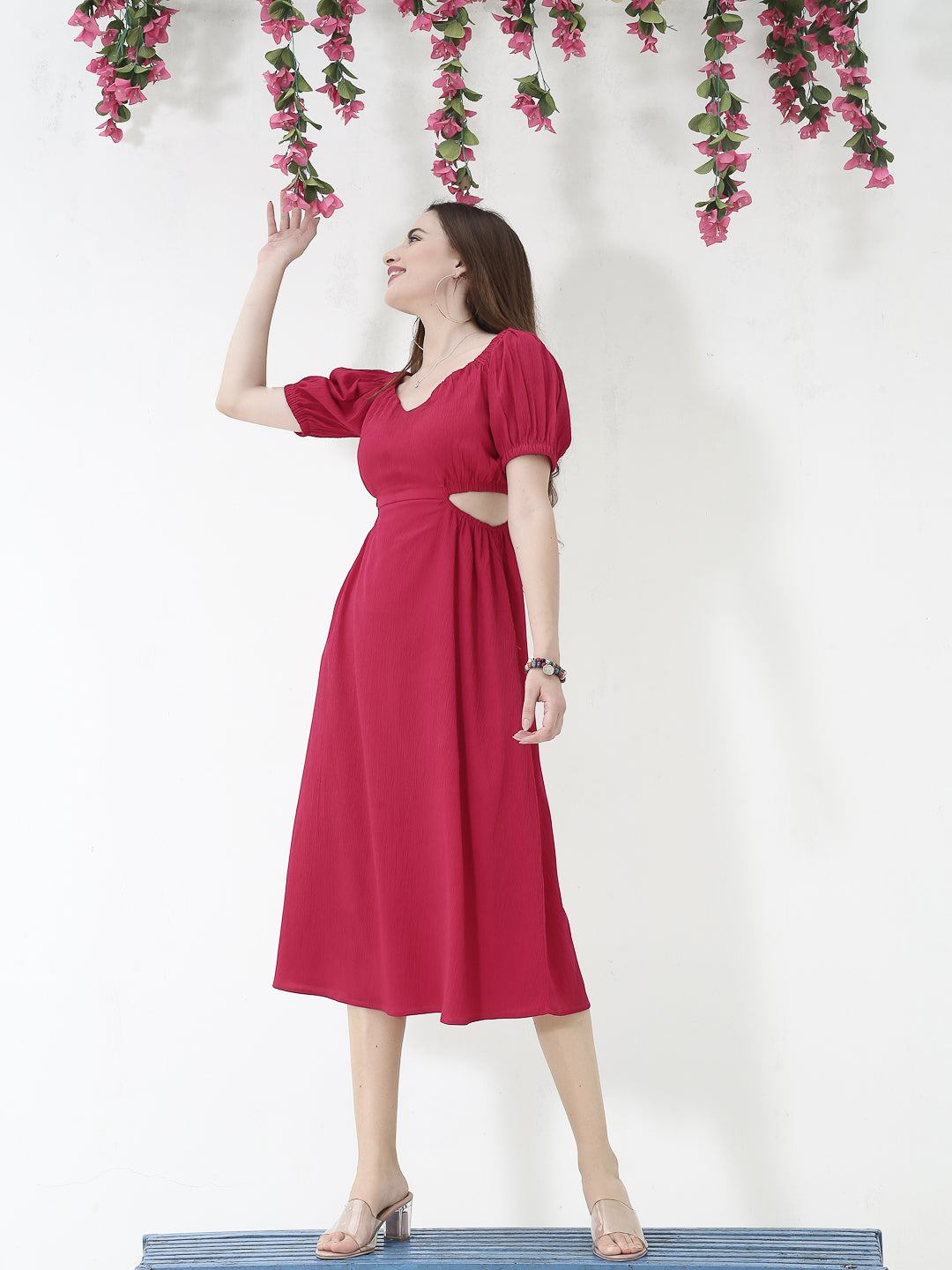 Cutout fushia Midi Dress