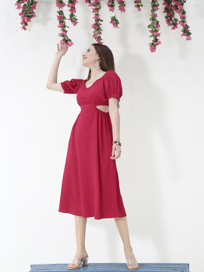 Cutout fushia Midi Dress