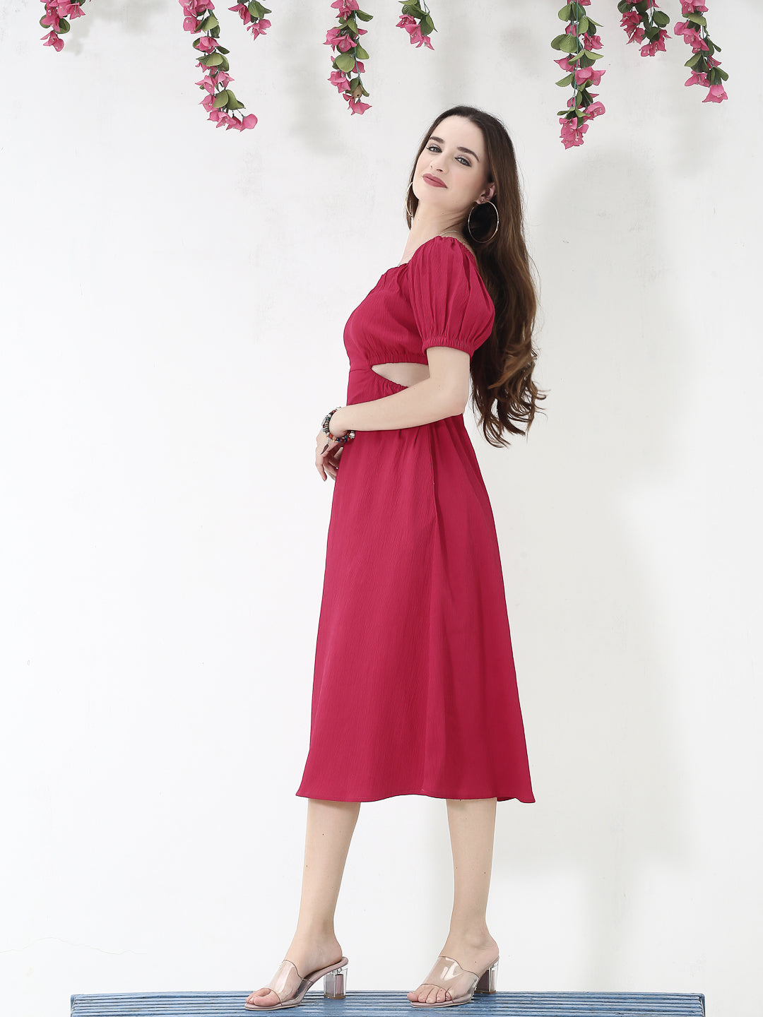 Cutout fushia Midi Dress