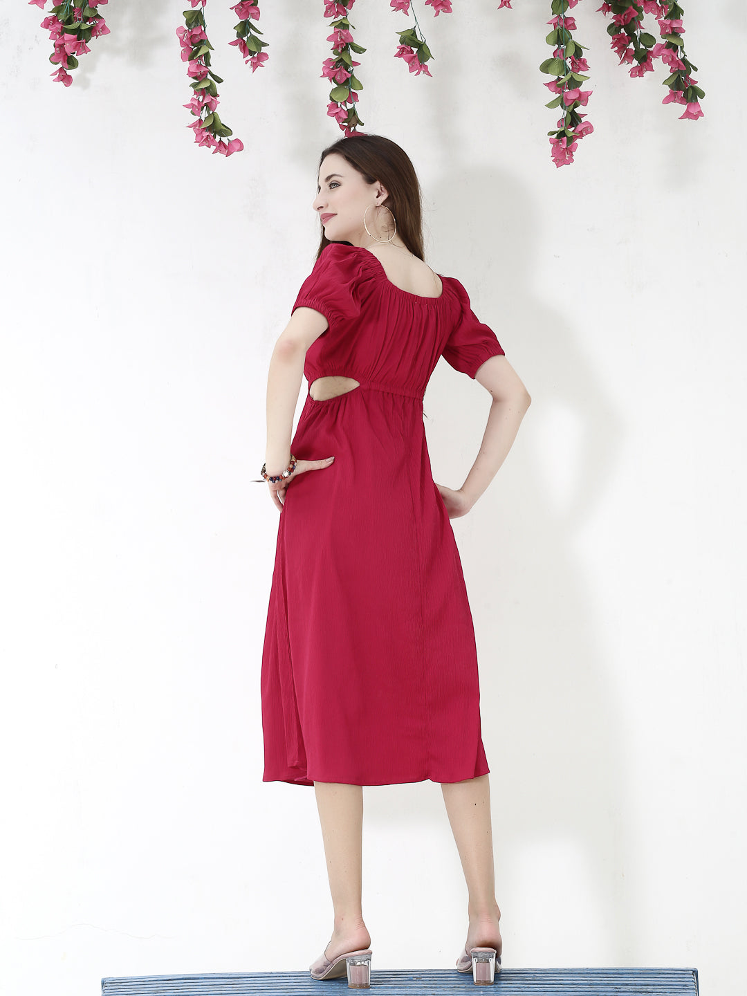 Cutout fushia Midi Dress