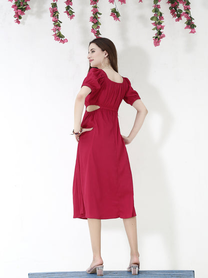 Cutout fushia Midi Dress