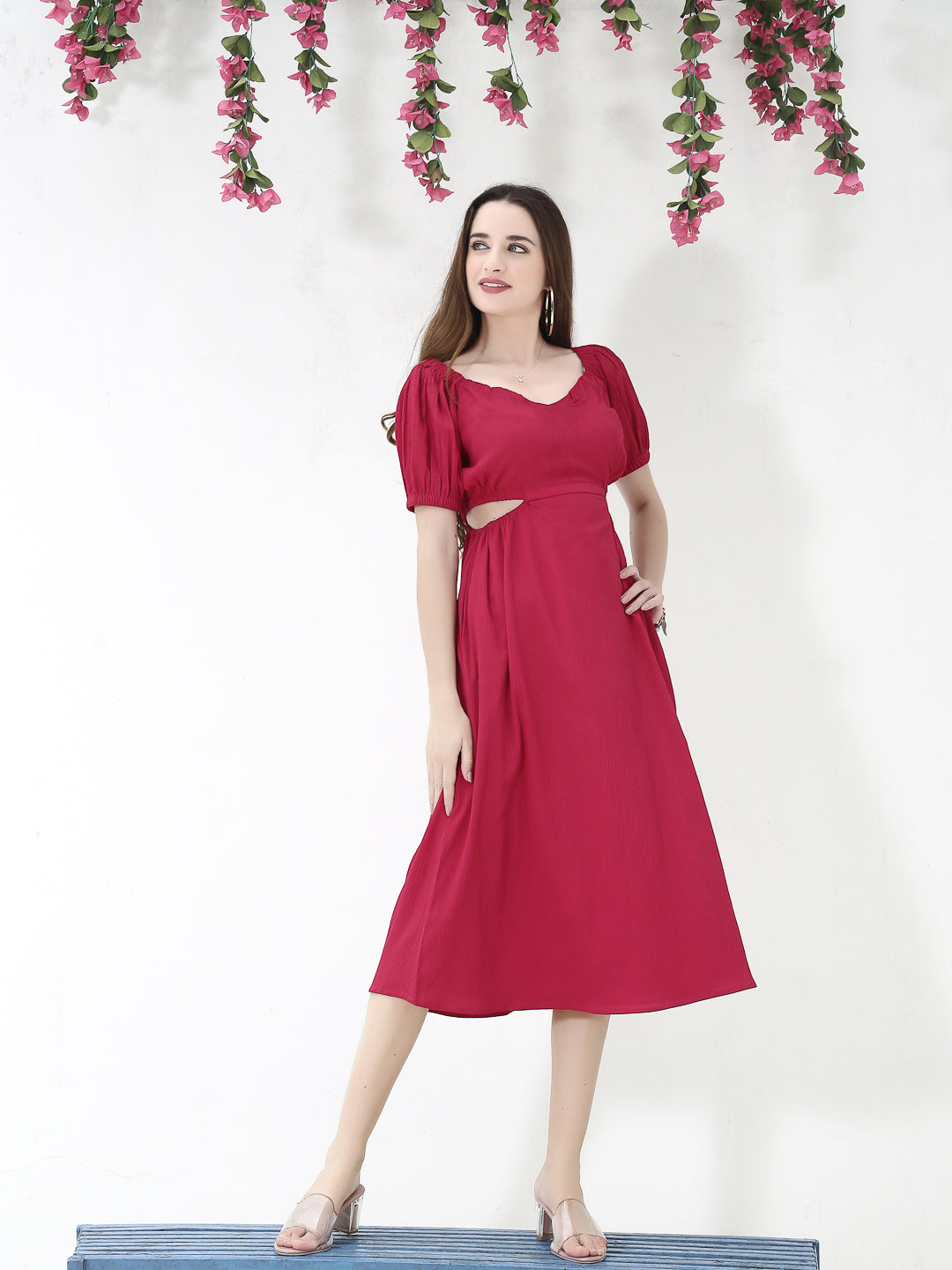 Cutout fushia Midi Dress