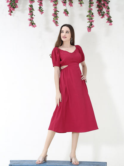Cutout fushia Midi Dress