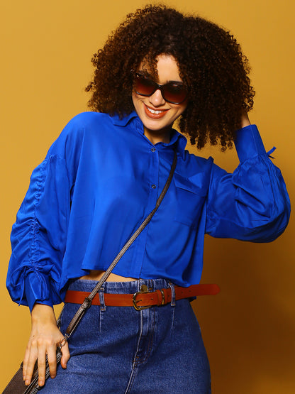 RblueSolid Crop Top