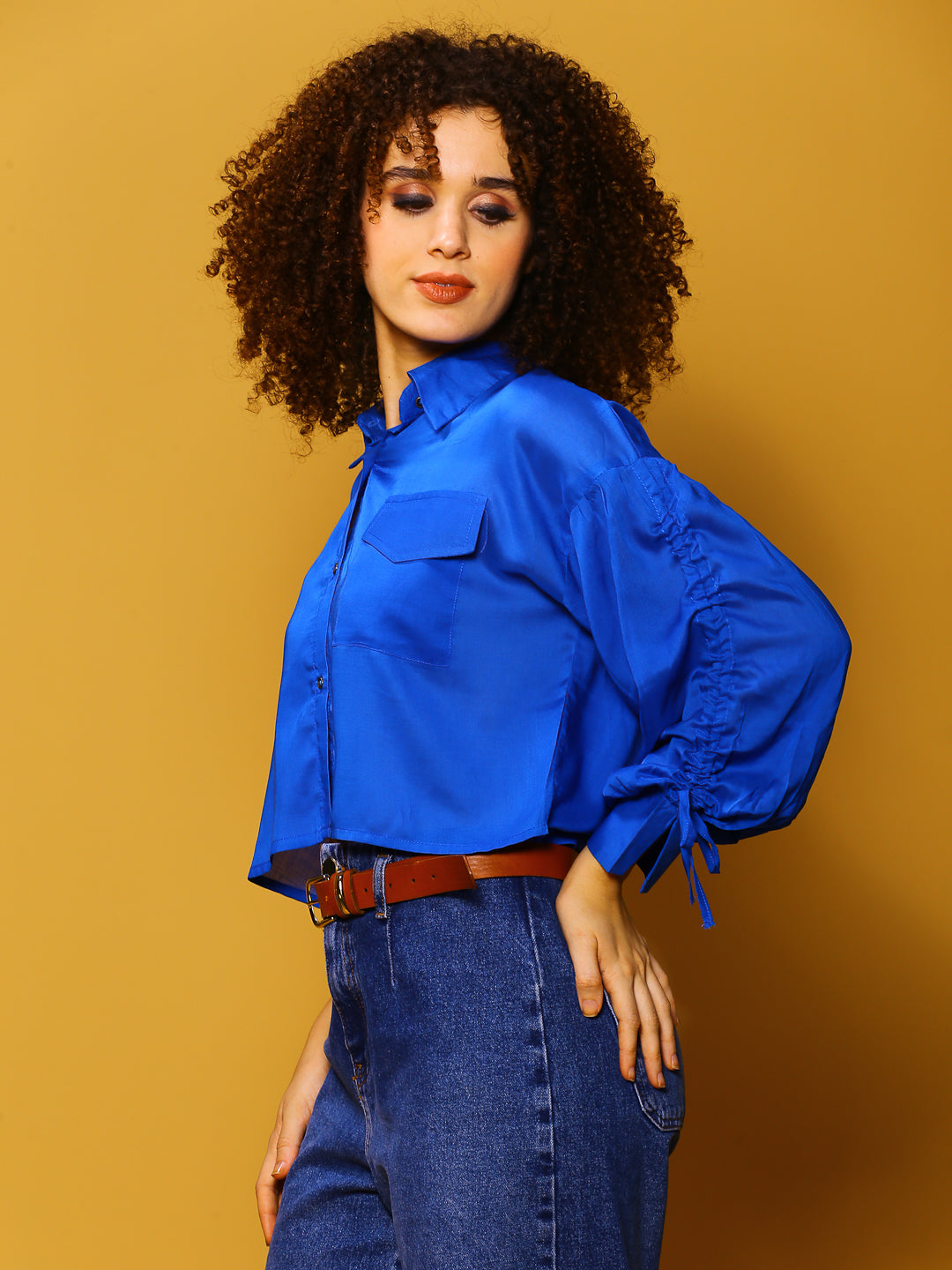 RblueSolid Crop Top