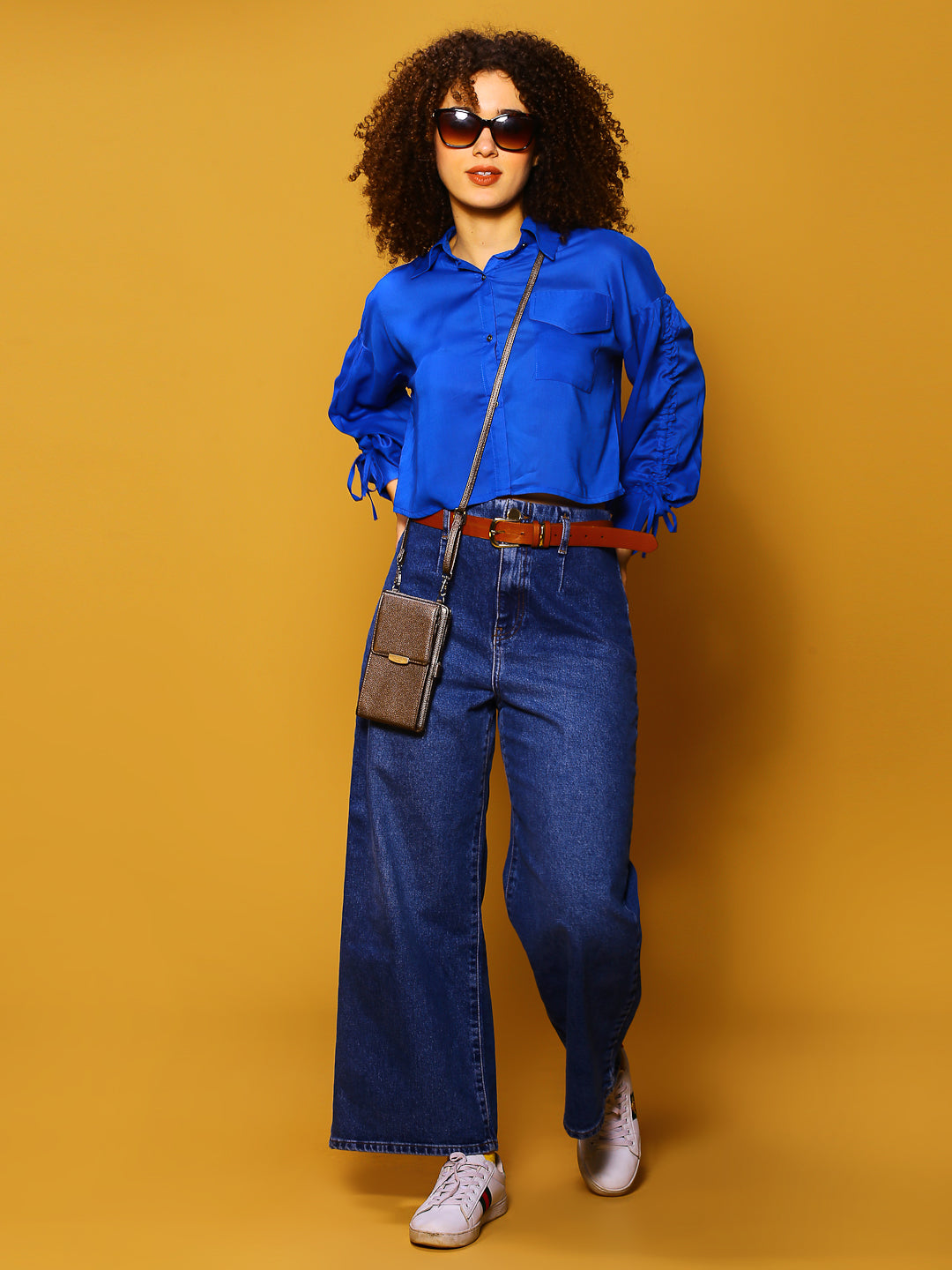 RblueSolid Crop Top
