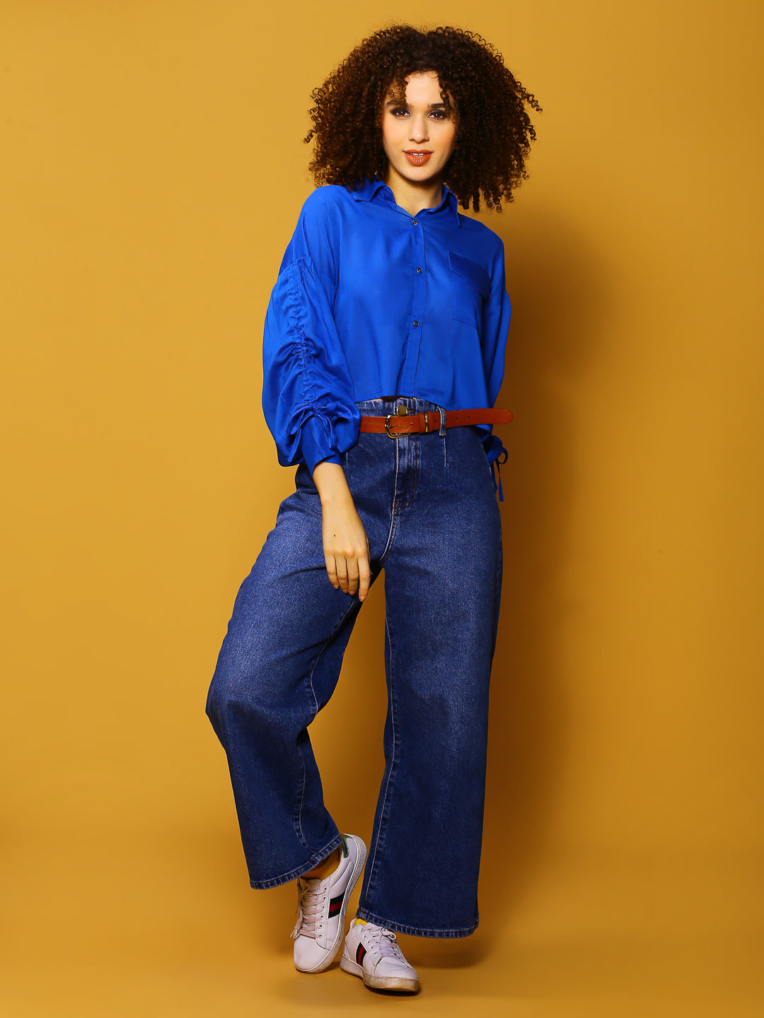 RblueSolid Crop Top