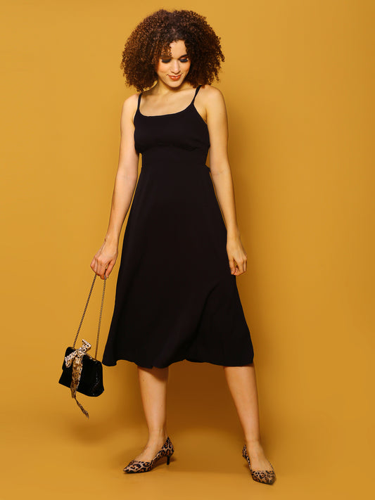 Tieups Black Midi Dress
