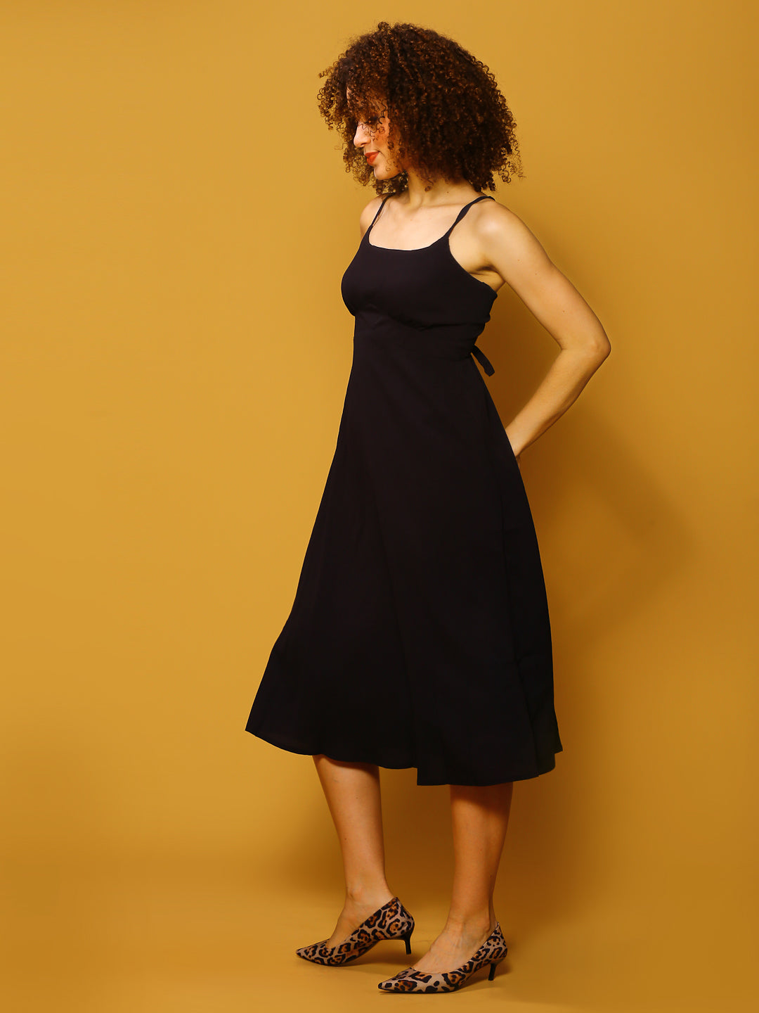 Tieups Black Midi Dress