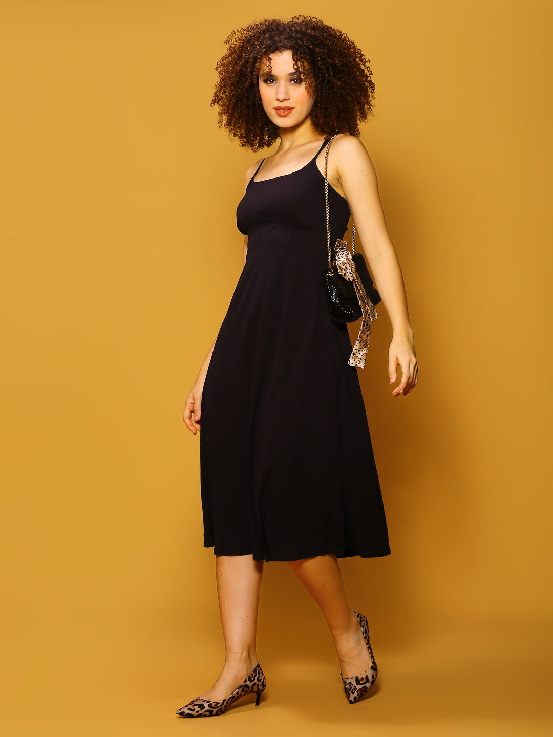 Tieups Black Midi Dress