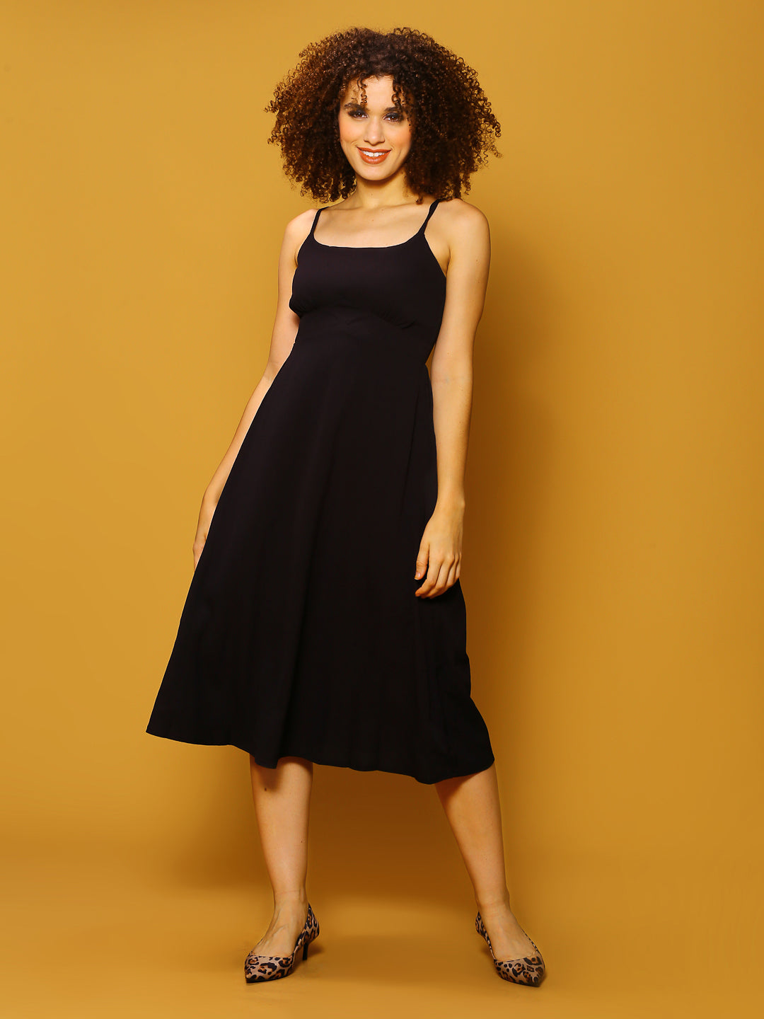 Tieups Black Midi Dress