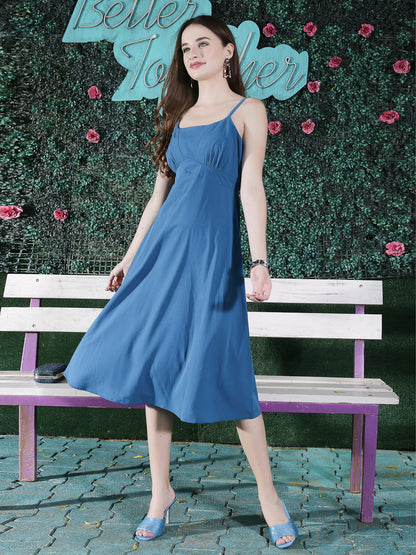Trendy Blue Midi Dress