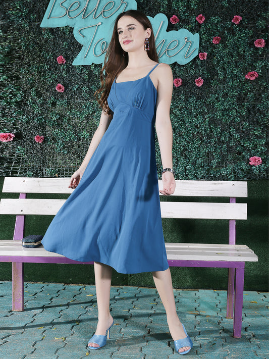 Trendy Blue Midi Dress