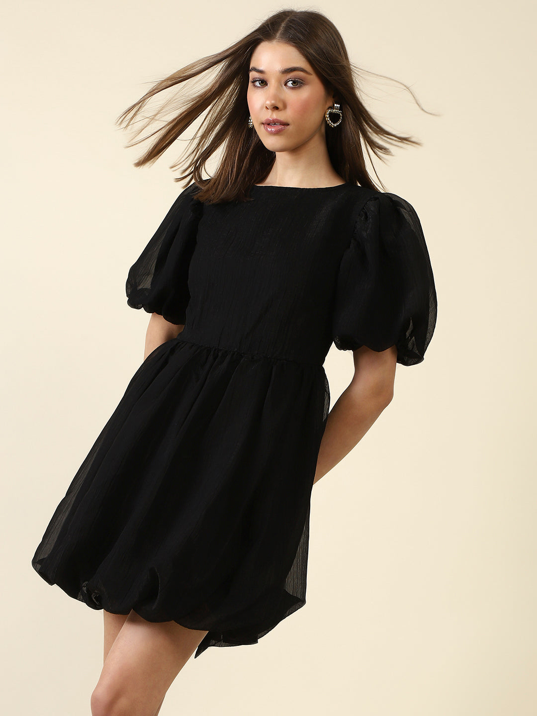 Black Flared Mini Dress