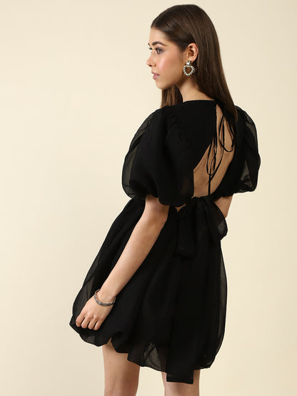 Black Flared Mini Dress