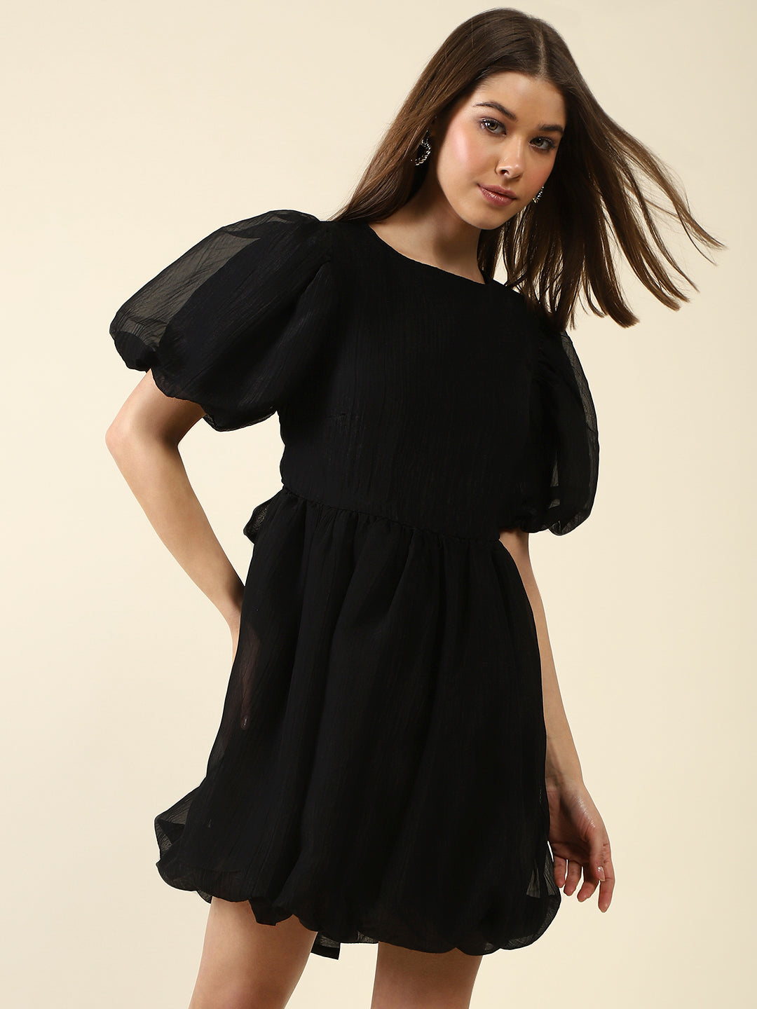Black Swiss Dot Valentine Mini Dress