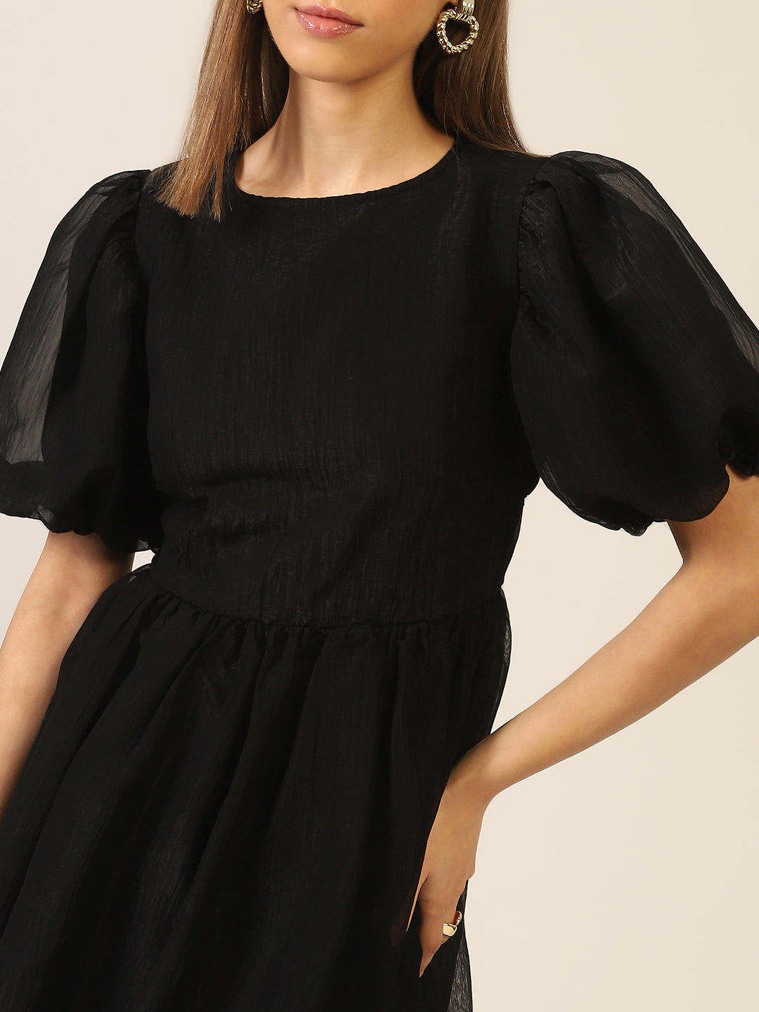Black Flared Mini Dress