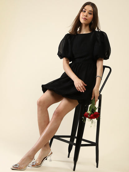 Black Flared Mini Dress