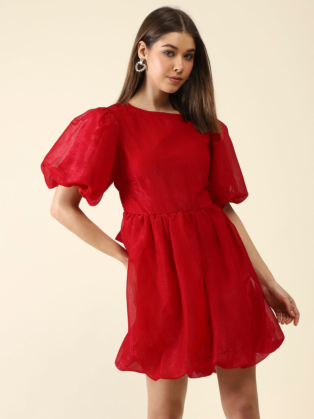 Red Fit-Flare Mini Dress