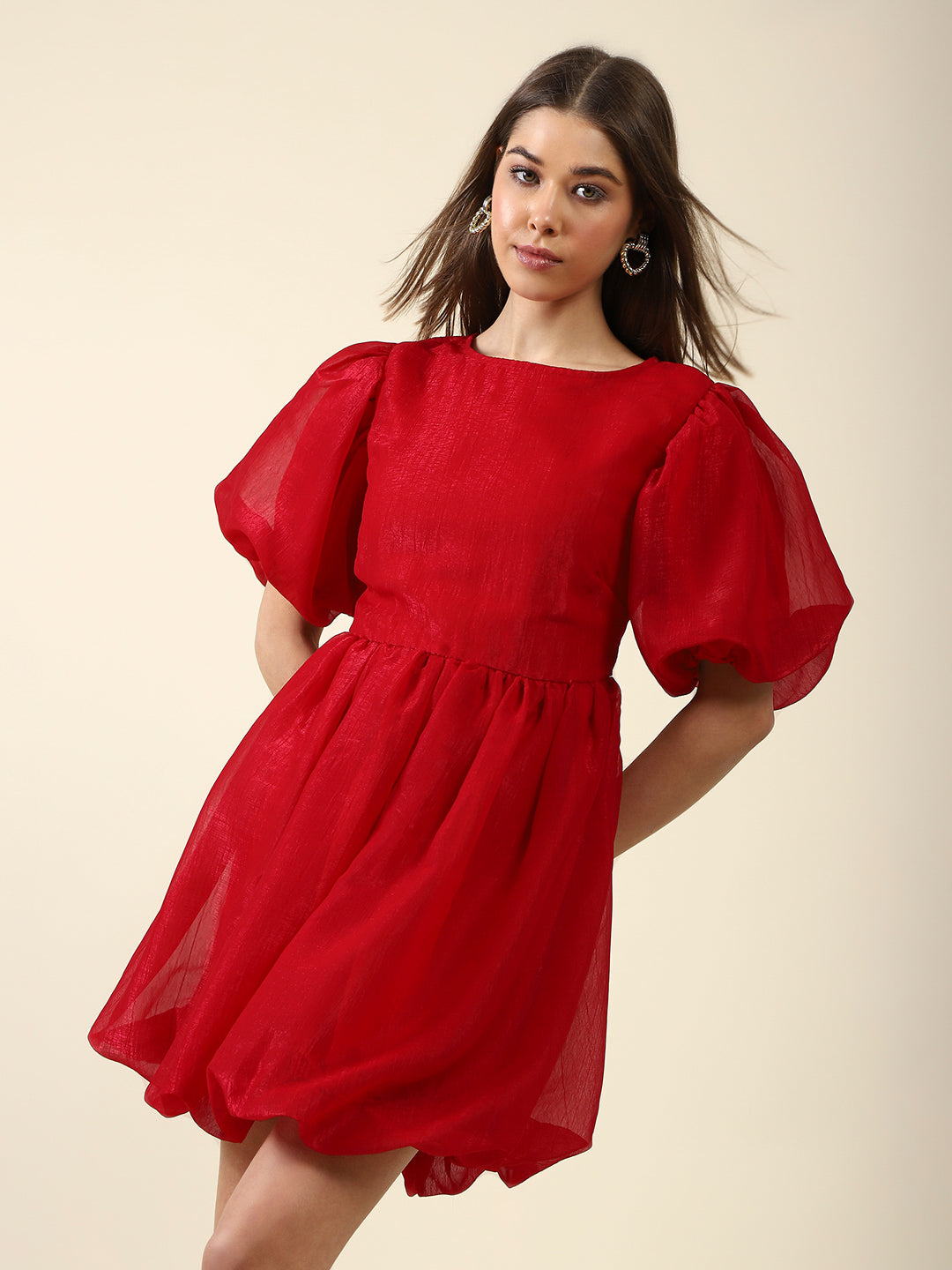 Red Fit-Flare Mini Dress