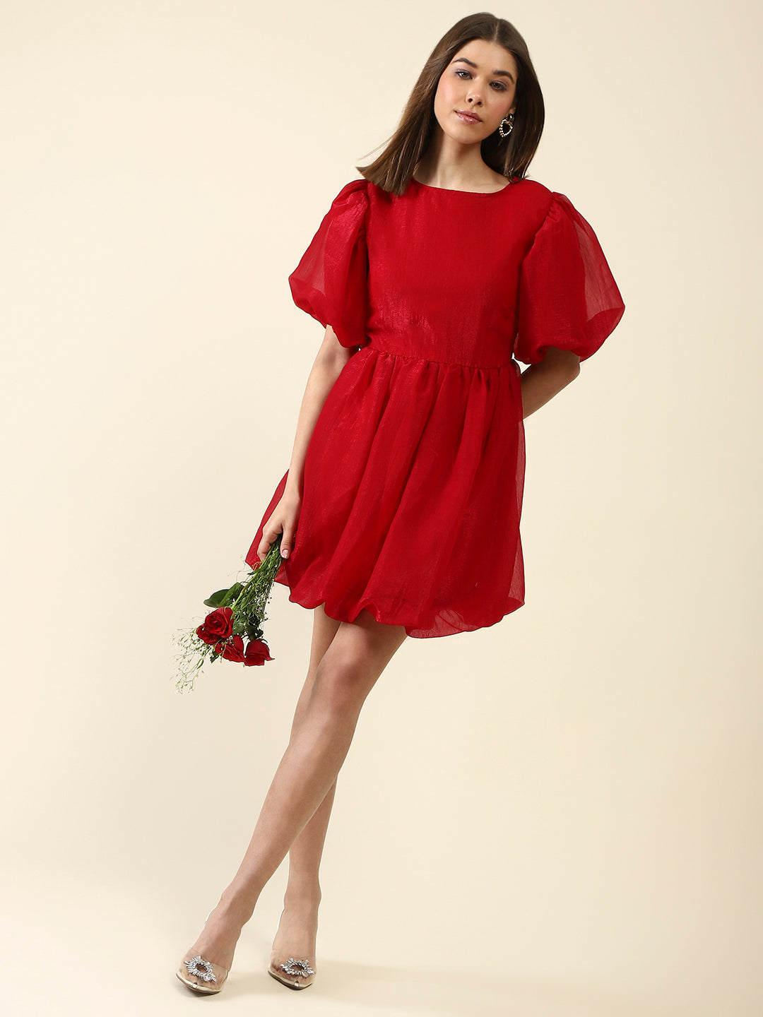 Red Fit-Flare Mini Dress