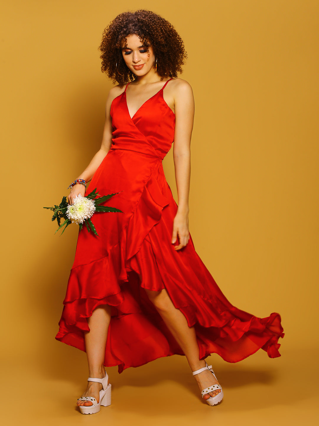 Red  Maxi Solid  Dress