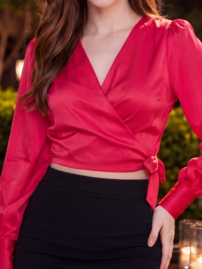 Tie up Crop Wrap Top