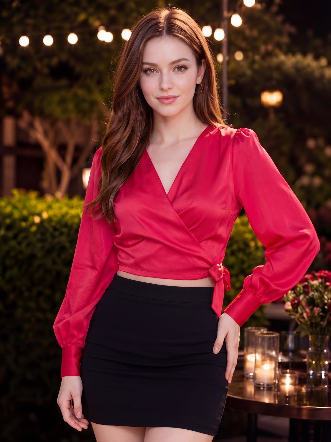 Tie up Crop Wrap Top