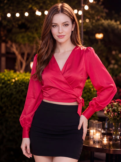 Tie up Crop Wrap Top