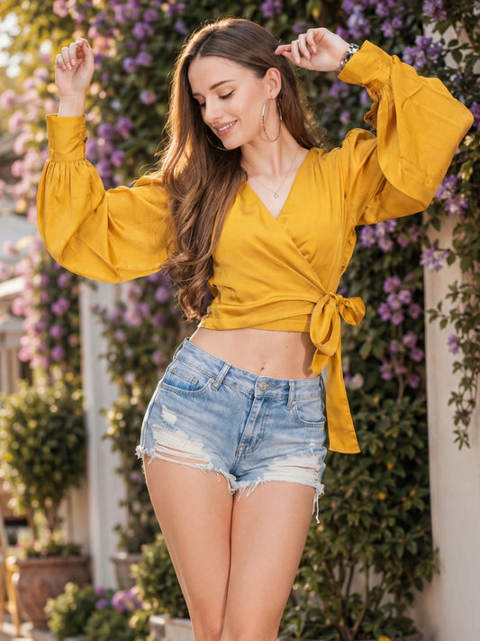 Tie up Crop Wrap Top