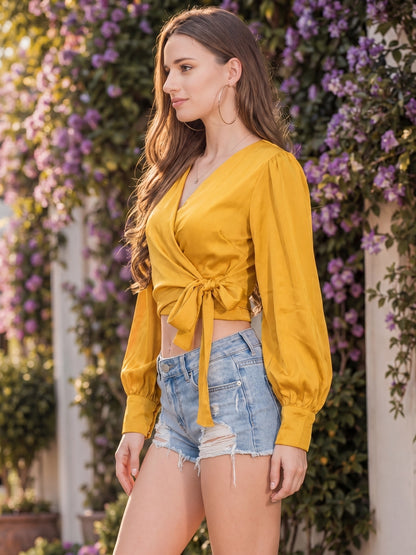 Tie up Crop Wrap Top