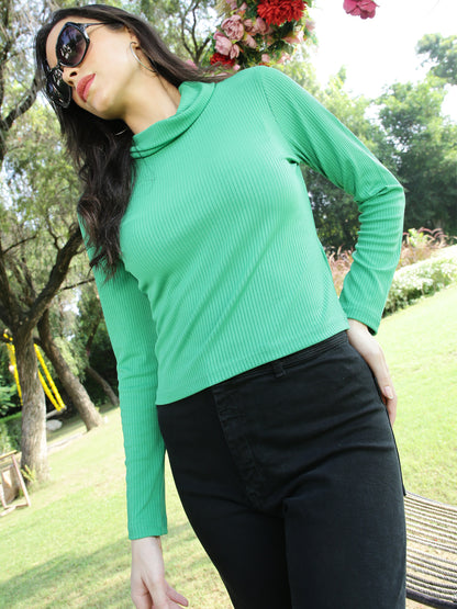 Green Solid Regular Top