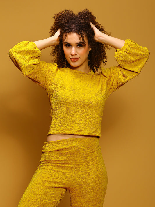 Yellow Textured knit top